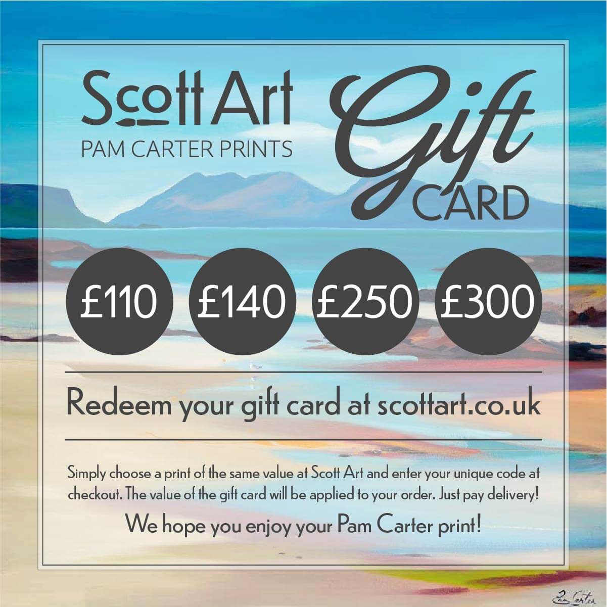Gift Cards for Art Prints by Pam Carter Gift Cards for Art Prints by Pam Carter